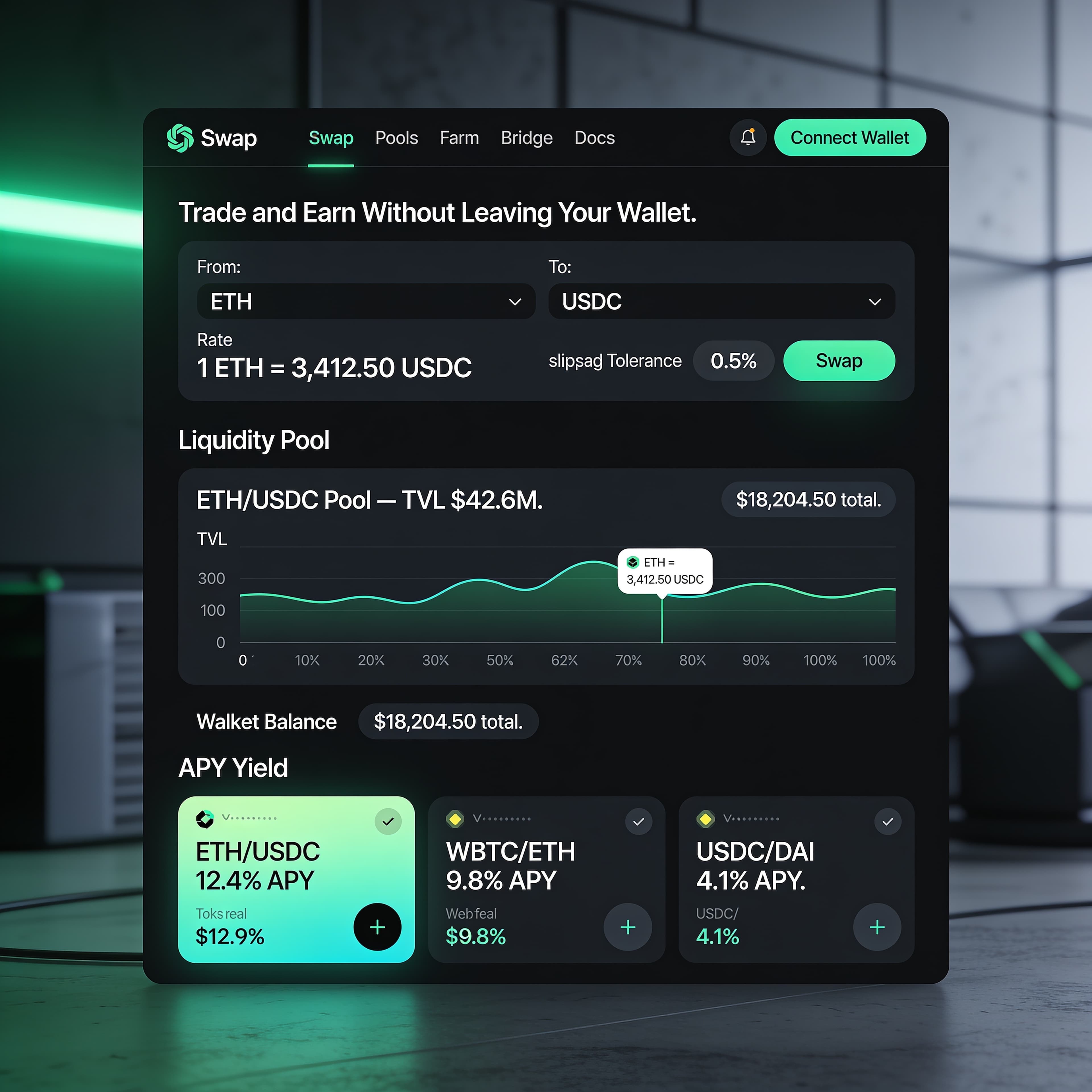 DeFi Interface website mockup